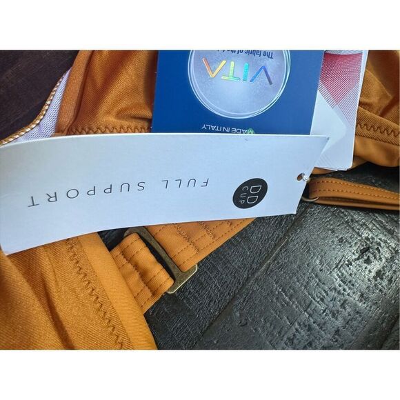 RIP CURL Women’s Surf Bikini Top, Sz M, DD Plunge, Honey Yellow triangle - Picture 5 of 7